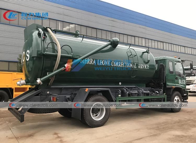 Japan Ftr High Pressure Vacuum Fecal Suction Vehicle 12000liters Sewage Sewer Cleaning Truck