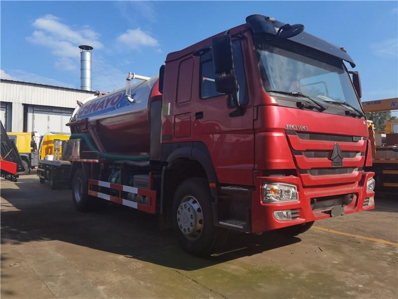 Sinotruk HOWO 4X2 Type 6 Wheel Tires 10m3 12m3 Sewage Suction Truck Price