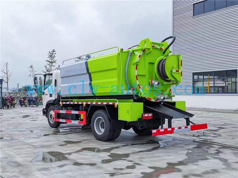 Foton Forland 8000liters Septic Tank 4000liters Water Tank Vacuum Sewage Suction Truck with High Pressure Cleaning System