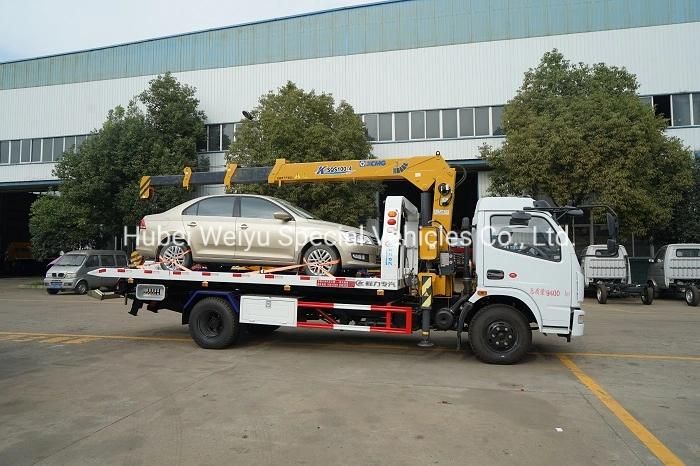China Dongfeng 5-6tons Road Recovery Vehicles 5t 6t Crane Platform Wrecker Tow Truck