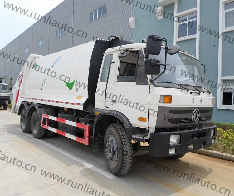 Dongfeng 6X4 18m3 Compressed Garbage Truck for Sale with Self Loading Function at Rear