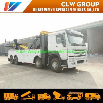 Sinotruk HOWO 8X4 420HP Right Hand Drive Rhd Rotation 50tons Road Recovery Wrecker Tow Truck with Two 25tons Winches