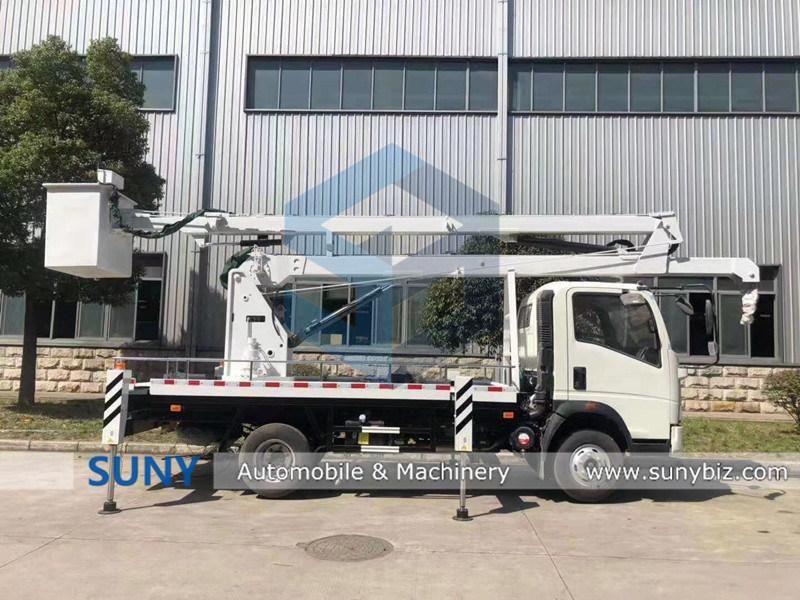 Sino HOWO Hydraulic Rising Platform Truck with Arm Lift Max Working Height 14-16m