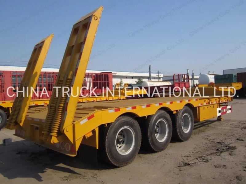 3 Axles 13m 60tons Gooseneck Lowbed Semi Trailer for Transportation