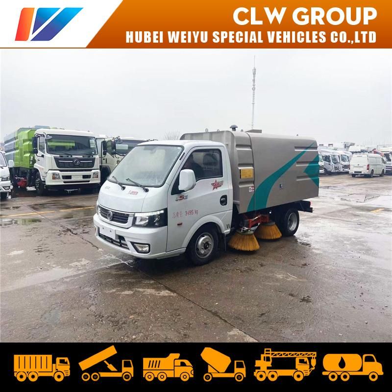 Dongfeng 2-3tons Mini Road Sweeper Truck 0.8cbm Water Tank 1.7cbm Dust Tank for City Cleaning