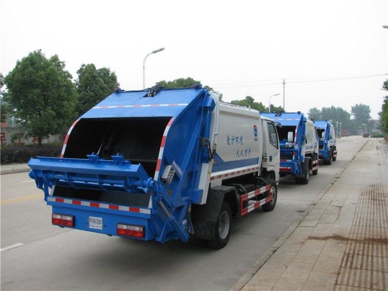 Dongfeng Frika 4X2 New 6 Cbm Garbage Waste Compactor Truck for Sale with Self Lifting and Emptying Function