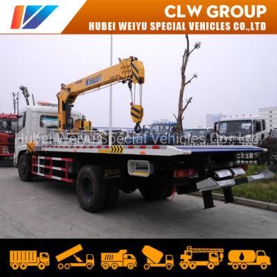 6tons 8tons Towing Truck Wrecker Flatbed Platform Recovery Truck Mounted Crane for Emergency Rescue