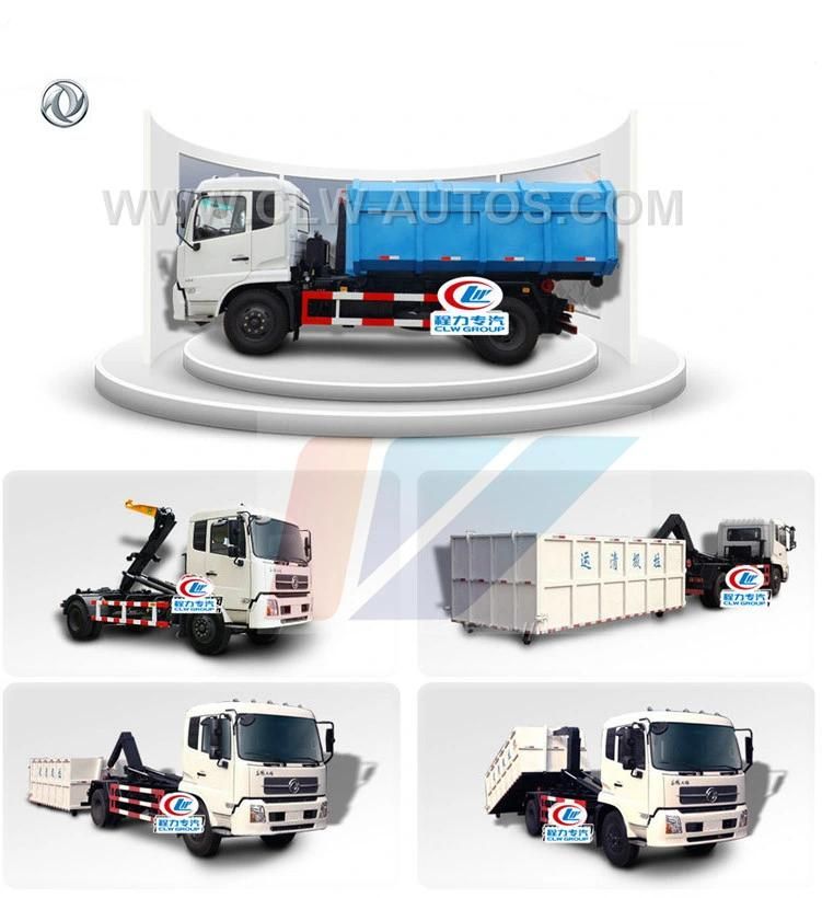 Dongfeng 153model Hydraulic Hooklift Garbage Truck with 13m3 Garbage Container