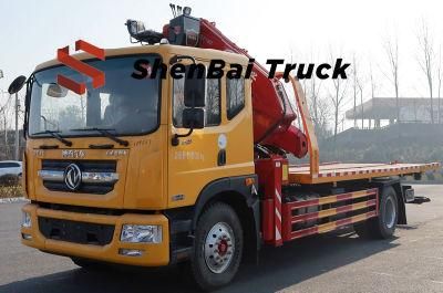 High Operating Efficiency Flatbad Truck with Crane 8 Ton Knuckle Boom Crane Wrecker Truck for Sale