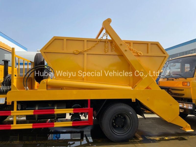 Dongfeng 145 Skip Loader Garbage Truck Swing Arm with 8 Cbm Gaebage Box for Refuse Garbage Transport Truck