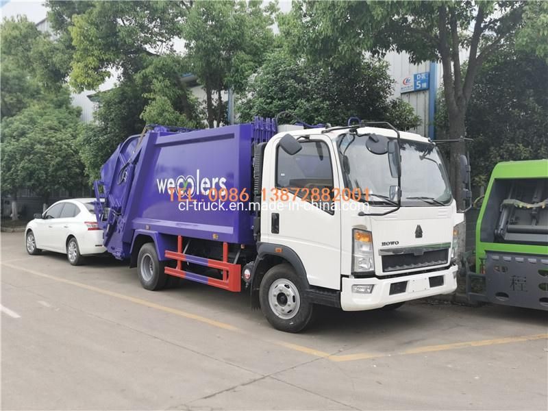 Good Quality HOWO Light 4X2 Rhd LHD 4m3 5m3 6m3 7m3 China Mini Compactor Garbage Truck