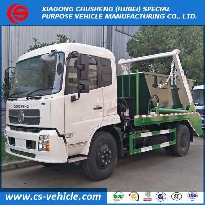 Dongfeng 6-8cbm Swept-Body Refuse Collector Self-Discharging Swing Arm Garbage Truck for Sale