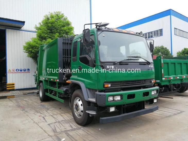 Isuzu Fvr Garbage Compactor Truck 6 Wheel 15m3 Waste Container Rear Loading Refuse Collection