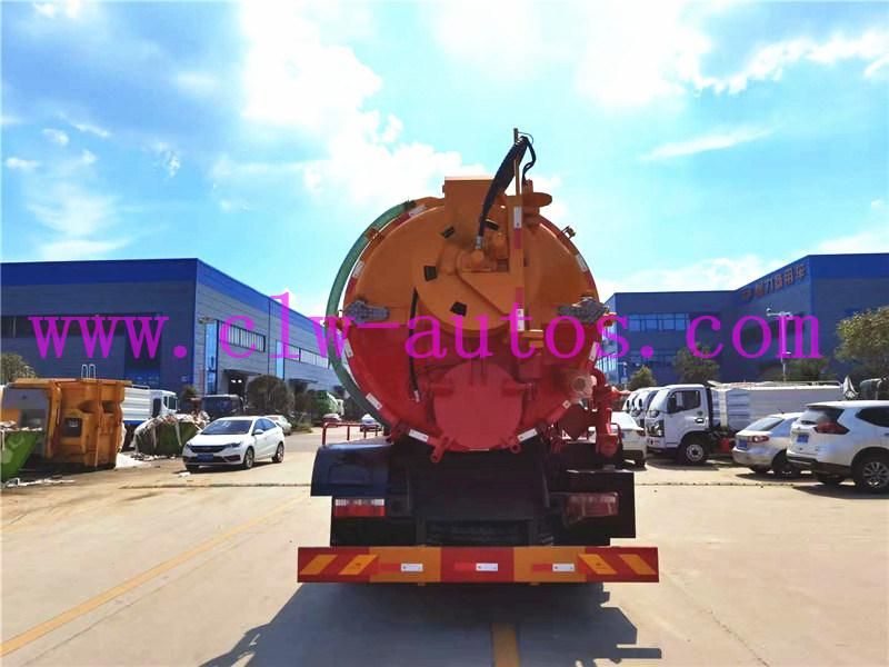 4X2 Dongfeng D9 Duolicar 15000liters 15cbm 15m3 Vacuum Sewage Suction Truck Sewer Tank Truck Septic Tank Truck with High Pressure Water Cleaning System
