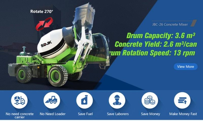 2.6 Cbm Self Loading Concrete Mixer Mini Truck for Construction