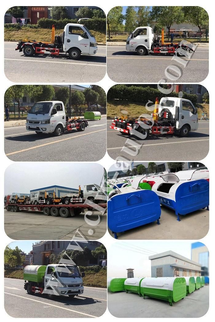 Foton 1tons 2tons Mini Sanitation Recycling Hook Lifting Garbage Truck for Community Using