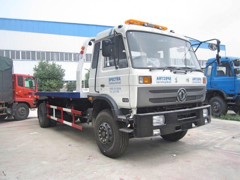 Dongfeng 153 Type 6tons Winch Japan Middle Duty 8t 8ton Flatbed Towing Rollback Car Carrier Recovery Full Landing Flat Bed 4ton Wrecker Tow Truck