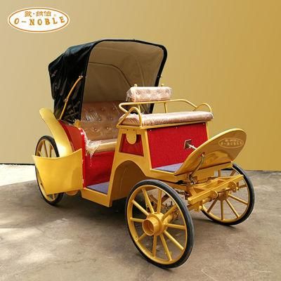 Royal Towed Horse Carriage Luxury 4 Wheels Sightseeing Car Horses Carriage Cart for Sale