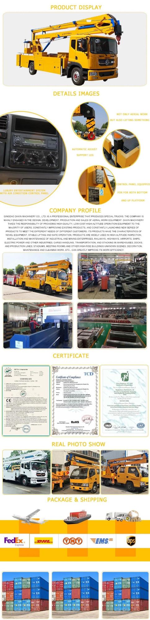 Factory Direct 16m High-Altitude Work Lifting Equipment with Broad Application