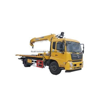 One-Pull-Two Road Wrecker with 3-8ton Crane, Road Recovery Flatbed Truck Tow Truck for Sale