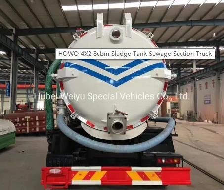 China Sinotruk HOWO 8cbm 9cbm 10cbm 8000L-10, 000liters Cleaning Equipment Vehicles 8t 9t 10tons Fecal Sewage Vacuum Suction Truck to Africa