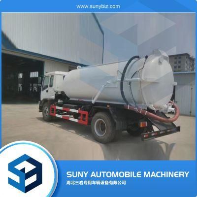 6 Wheeler I Suzu 8cbm-12cbm Industrial Vacuum Truck with Rear Open Door