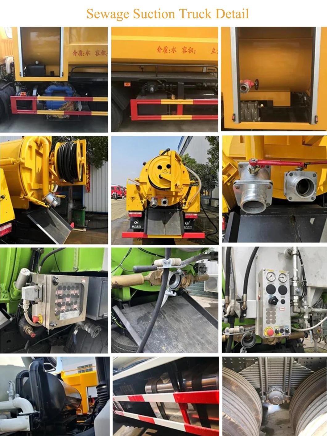 8000 Liters Waste Vacuum Septic Suction Tank Truck Sewage Cesspool Cleaning Truck High Pressure Jetting Vacuum Sewer Sludge Cleaning Sewage Suction Tank Truck