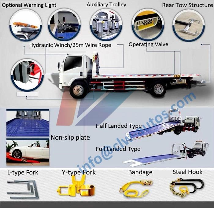 4tons Isuzu Tow Truck Flatbed Platform Recovery 4t Towing Service Truck for Sale