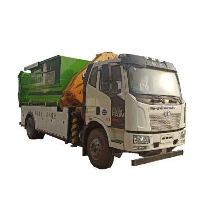 FAW Compactor Garbage Truck with 8 Tons Folding Boom Crane 220HP
