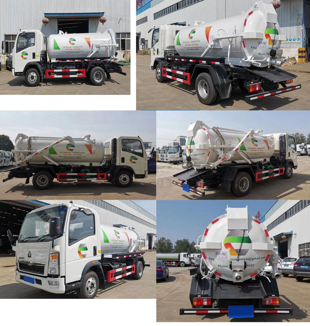 HOWO LHD 5000liter Light Duty Sewage Tank Vacuum Truck