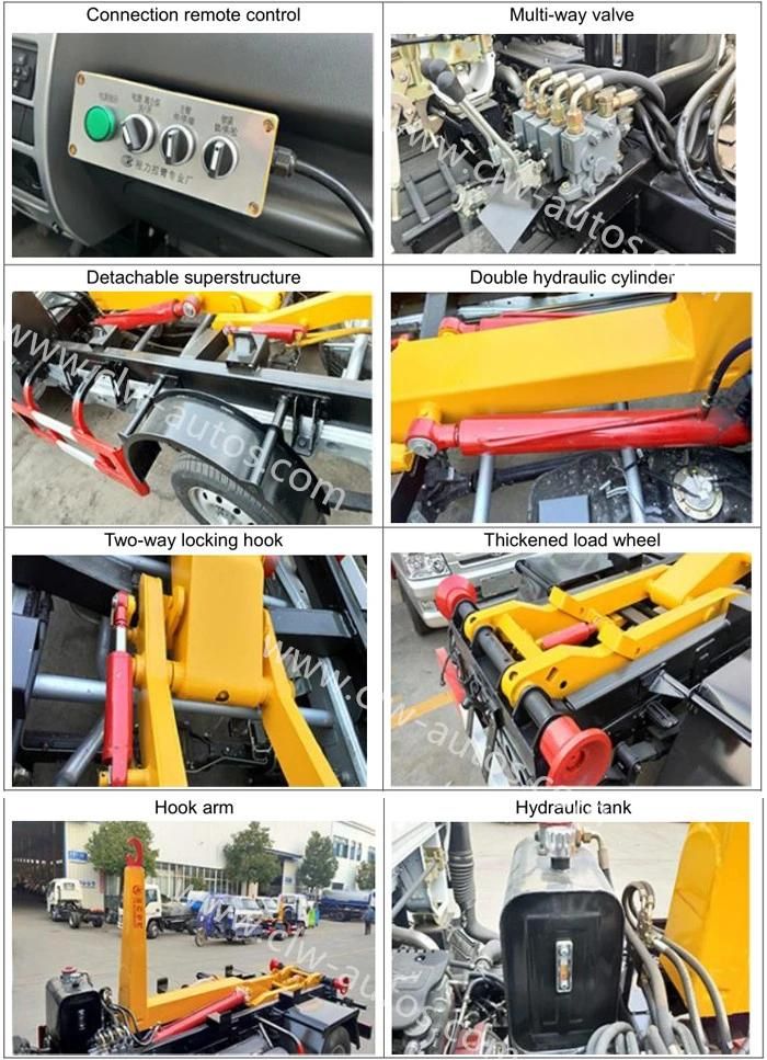 Dongfeng 4 Cbm Arm Hook Garbage Truck with Multi Garbage Bins