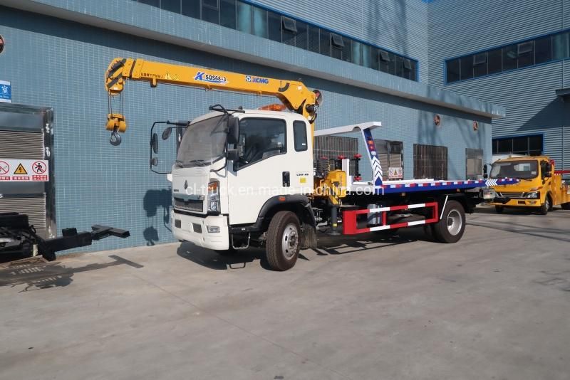 Sinotruk HOWO Tow Truck Platform Wrecker Recovery Truck with Crane