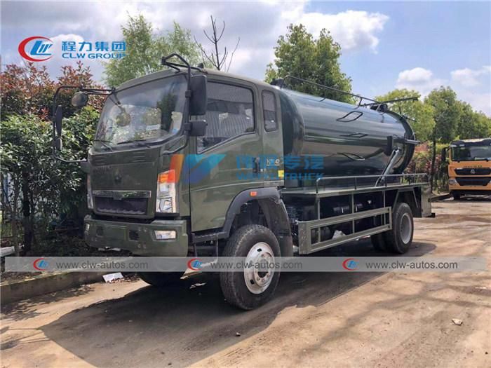 4X4 Sinotruk Awd 8cbm Sewage Suction Truck 8tons 10tons Sewer Cleaning Truck