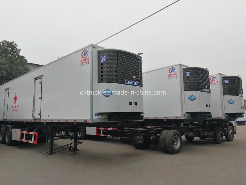 Tri-Axle 30tons -15 Degree Cooling Freezer Meat Hook Refrigerated Trailer with Thermo King Independent Refrigerating Unit