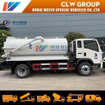 Sinotruk 8cbm High Pressure Washing Vacuum Sewer Cleaner Flushing Vehicle with Italy Bp Pump Sewage Suction Tank Fecal Sludge Truck for Sale