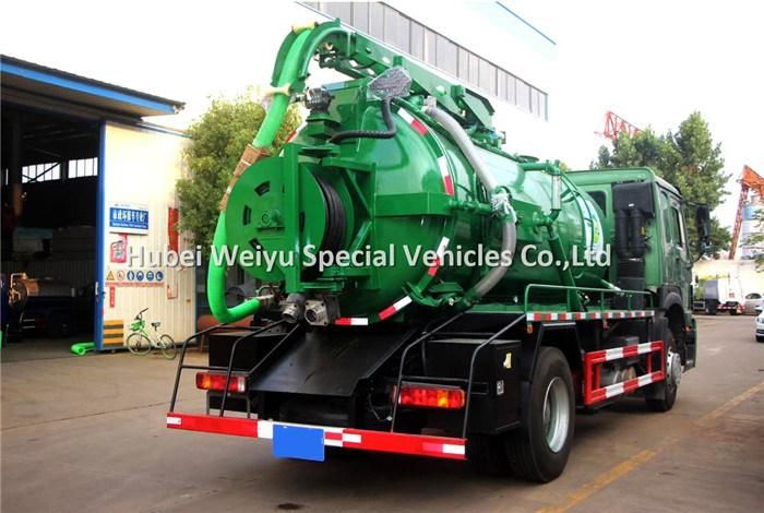 Sinotruk HOWO 10, 000liter Sewage Suction Truck with High Efficiency Italy Jurop Vacuum Pump Septic Tanker Truck
