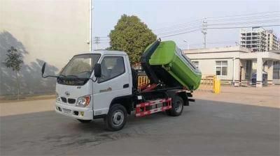 Small T-King Self Loading Hook Lift Garbage Truck with 3cbm Dustbin Container