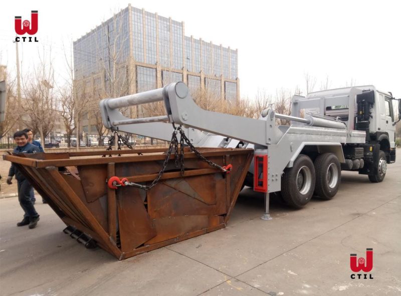 Sinotruk/Sinotruck/HOWO/Sino 10cbm 12cbm Skip Loader Rock/Swing Arm Garbage Truck for Rubbish/Waste Bin/Trash Can/Dustbin