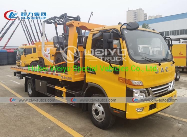 JAC 4t 5ton Towing Trucks Full Landing Bed Low Angle Car Carrier Road Rescue Recovery Flatbed Tow Truck for Chile