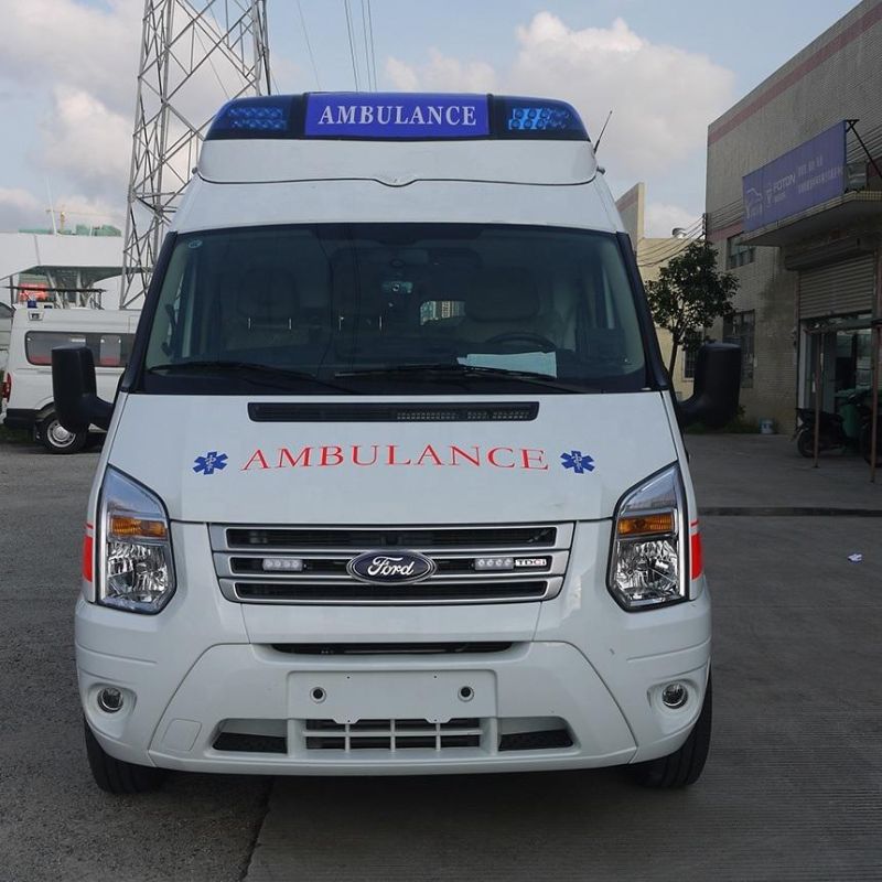 Transit V348 Monitoring Ambulance Euro 5 Short Axis Standard Roof Version White+Red Yuzhou Brand 140km/H 2933 for Sale