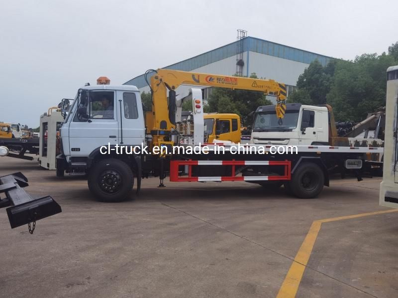 Dongfeng 4X2 Flat Bed Tow Wrecker Truck with 4tons 3tons 5tons 6tons Crane