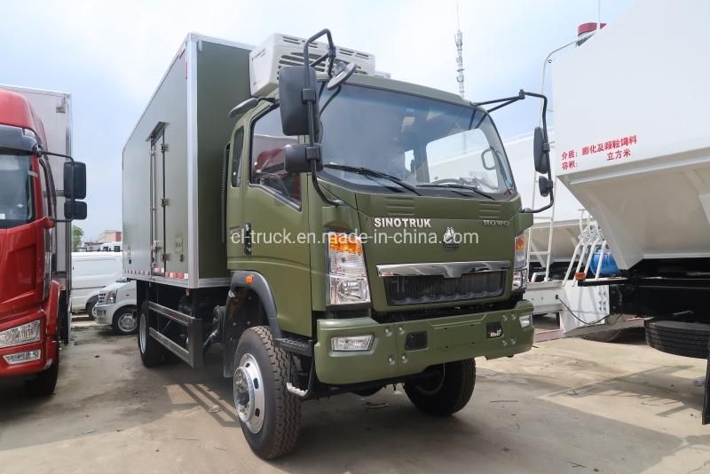 HOWO 4X4 4X2 5tons 8tons 10tons Freezer Cargo Van Frozen Meat and Fish Delivery -18 Refrigerator Truck