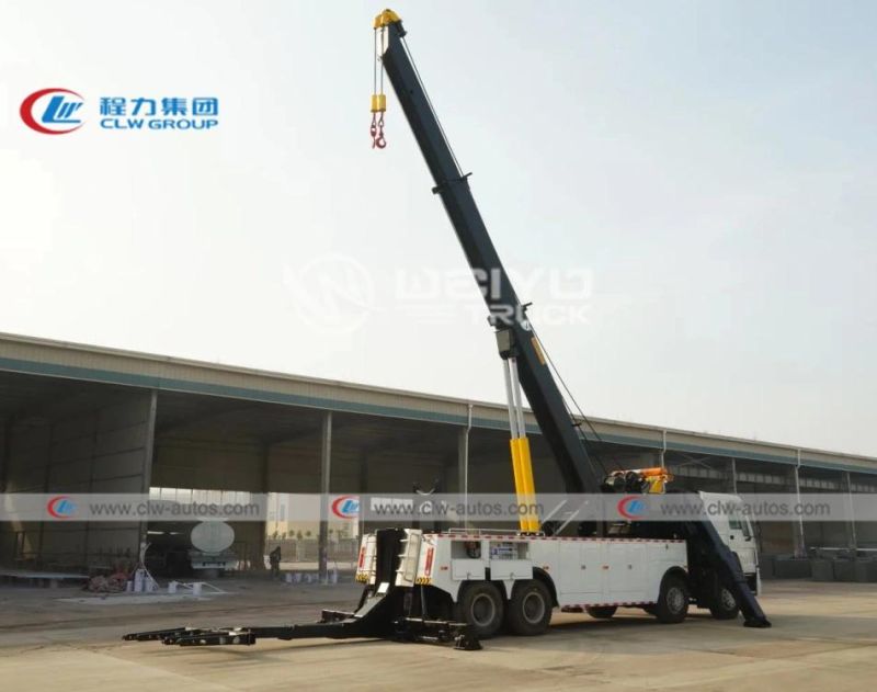 HOWO 8X4 50tons 50 Tons 50mt 360 Degree Rotation Rotatory Road Recovery Wrecker Tow Truck with Rotary Boom