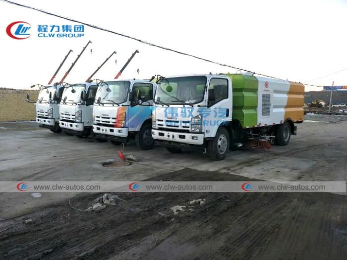 International Brand 4X2 China Four Brushes 8tons with 6cbm Dust Bin and 2cbm Water Tanker
