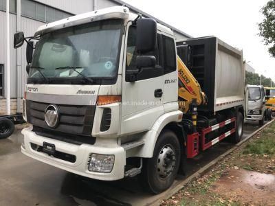 Foton Aumen 10ton 12ton Compression Garbage Body Truck with 10ton Crane