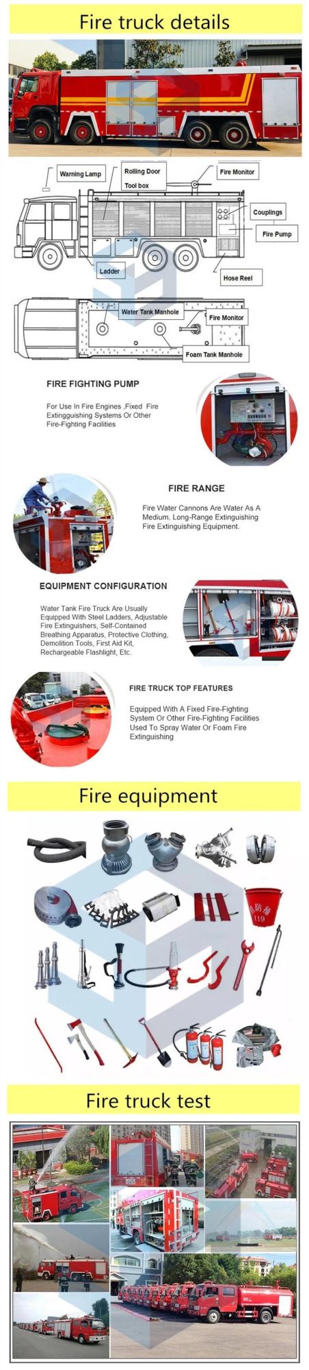 6X4 Left/Right Hand Drive 16000L Large Capacity Water Foam Fire Truck
