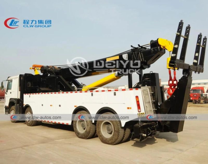 Sinotruk HOWO 8X4 12 Wheeler 30tons 30 Tons Rotation Boom Wrecker Towing Break-Down Bus Tow Truck Road Recovery Truck