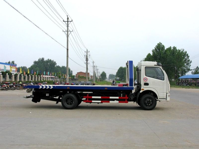 China Dongfeng 4tons Road Car Rescue Towing Vehicle 6ton Flatbed Road Wrecker Truck
