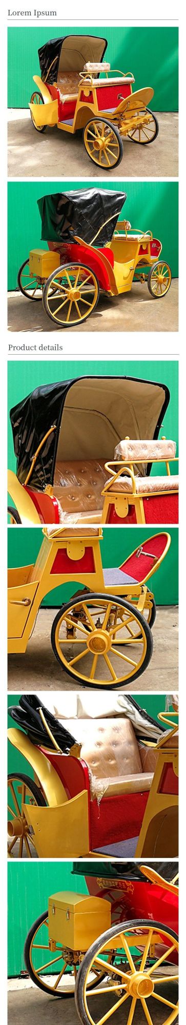 Outdoor Christmas Decoration Horse Carriage Sightseeing Horse Carriage for Sale