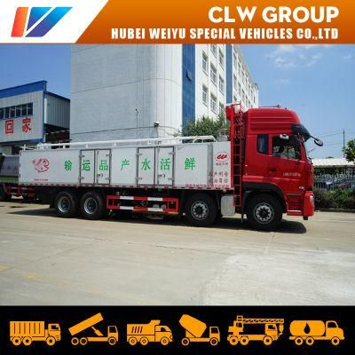China Dongfeng 25tons 8*4 Live Fish Transport Vehicles Survival Rate up to 99%! Seafood Transport Cart Refrigerated Van Truck